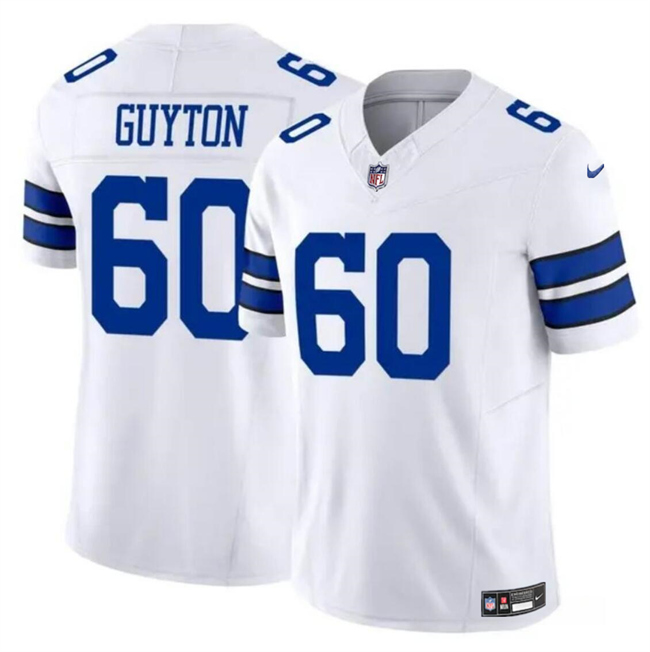 Men's Dallas Cowboys #60 Tyler Guyton White 2024 F.U.S.E Draft Vapor Untouchable Limited Football Stitched Jersey