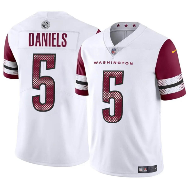 Men's Washington Commanders #5 Jayden Daniels White 2024 Draft Vapor Limited Football Stitched Jersey