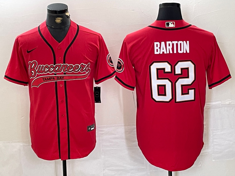 Men's Tampa Bay Buccaneers #62 Graham Barton Red Cool Base Stitched Baseball Jersey