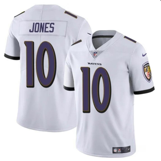 Men's Baltimore Ravens #10 Emory Jones White Vapor Limited Football Jersey