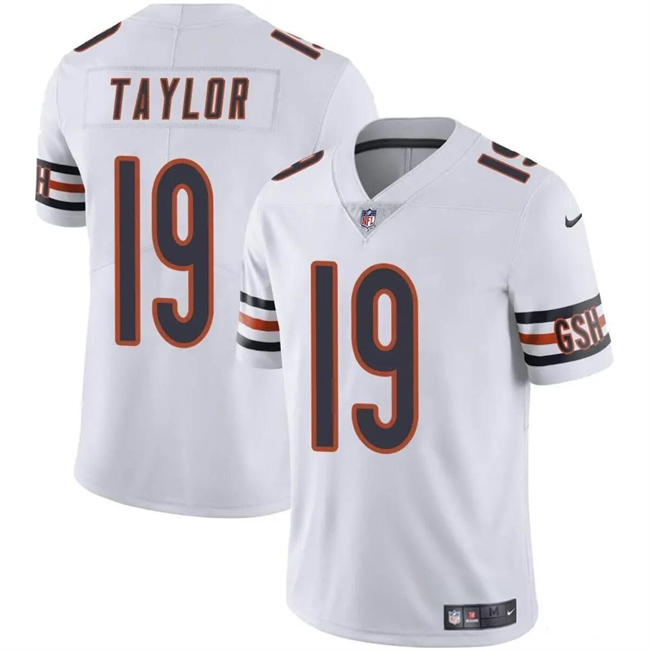 Men's Chicago Bears #19 Tory Taylor White Vapor Football Stitched Jersey