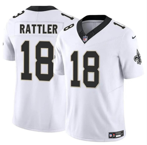 Men's New Orleans Saints #18 Spencer Rattler White F.U.S.E. Vapor Limited Football Stitched Jersey