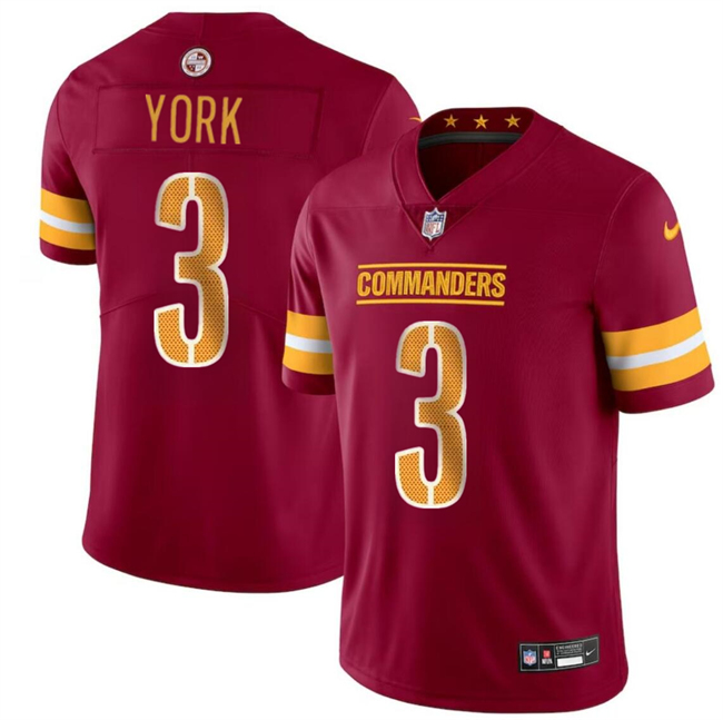 Men's Washington Commanders #3 Cade York Burgundy 2024 Vapor Limited Football Stitched Jersey