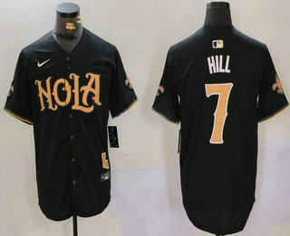 Men's New Orleans Saints #7 Taysom Hill Black Nola Baseball Jersey