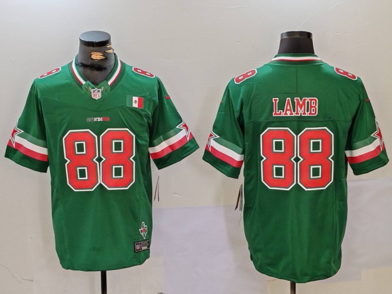 Men's Dallas Cowboys #88 CeeDee Lamb 2024 Mexico Green FUSE Stitched Jersey