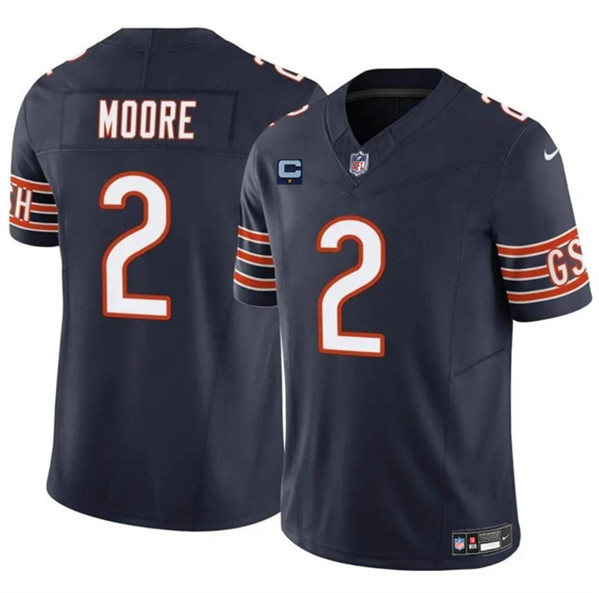 Men's Chicago Bears #2 DJ Moore Navy 2024 F.U.S.E. With 1-star C Patch Vapor Untouchable Limited Football Stitched Jersey