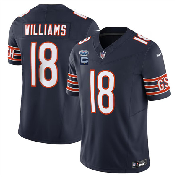 Men's Chicago Bears #18 Caleb Williams Navy 2024 F.U.S.E. With Draft Patch And 1-star C Patch Vapor Football Stitched Jersey