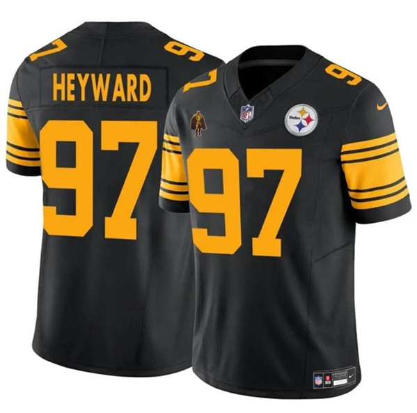 Men's Pittsburgh Steelers #97 Cameron Heyward Black F.U.S.E. With Walter Payton Patch Color Rush Limited Football Stitched Jersey