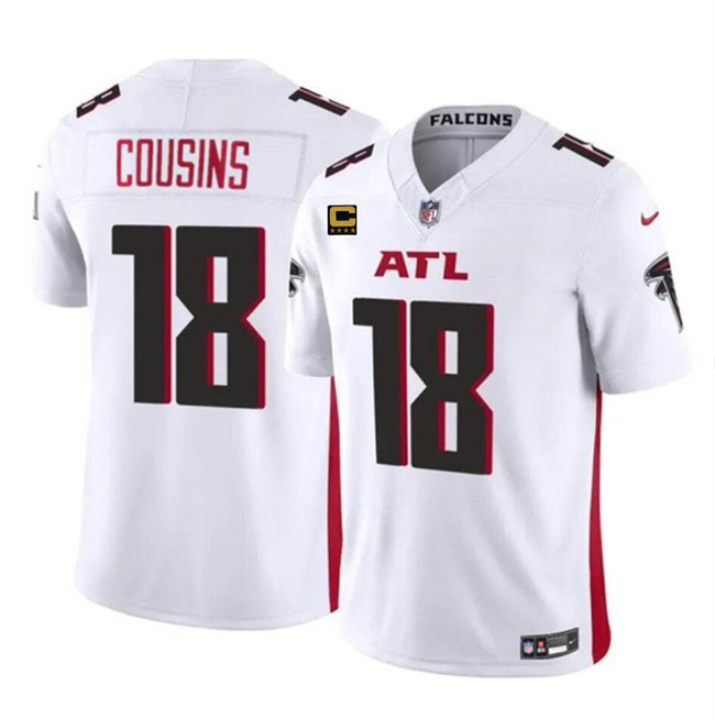 Men's Atlanta Falcons #18 Kirk Cousins White 2024 F.U.S.E With 4-Star C Patch Vapor Untouchable Limited Stitched Football Jersey