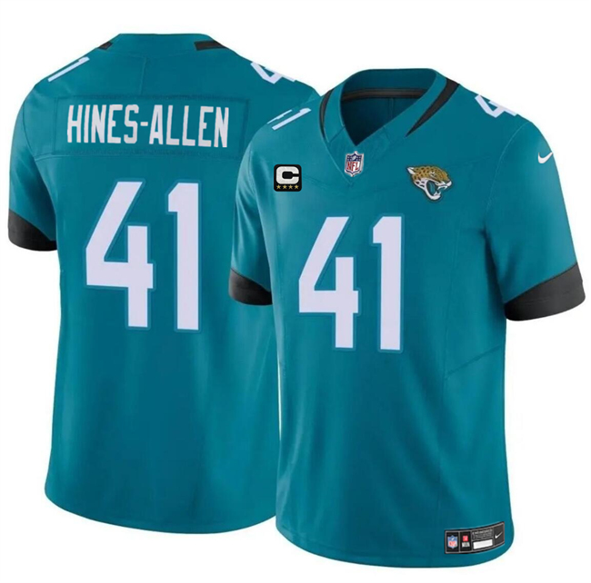 Men's Jacksonville Jaguars #41 Josh Hines-Allen Teal With 4-Star C Patch Vapor Untouchable Limited Stitched Jersey