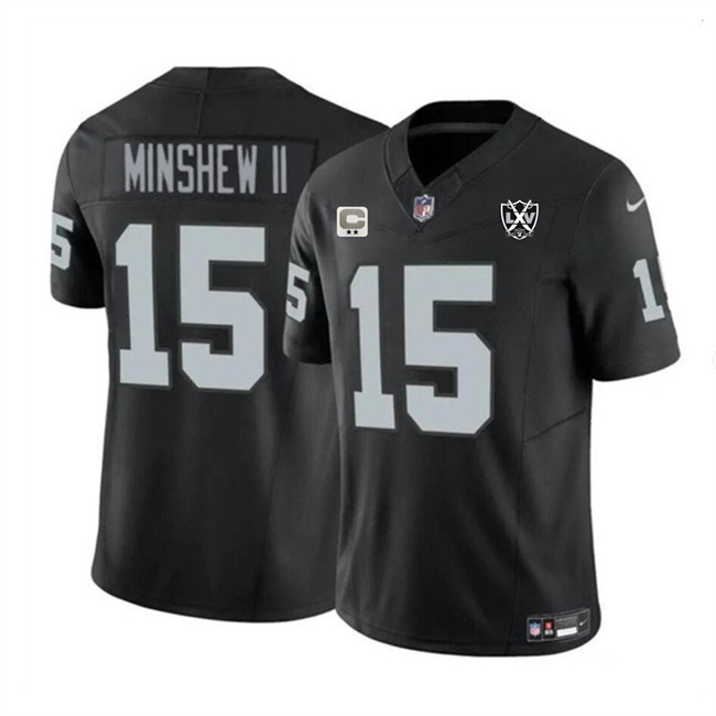 Men's Las Vegas Raiders #15 Gardner Minshew II Black 2024 F.U.S.E 65th Anniversary Patch Vapor Stitched Football Jersey