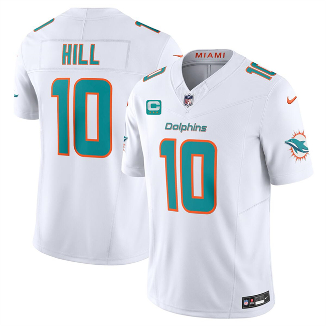 Men's Miami Dolphins #10 Tyreek Hill White F.U.S.E With 3-Star C Patch Vapor Limited Stitched Football Jersey