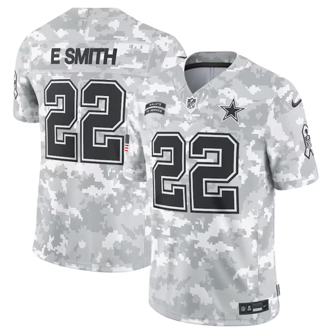 Men's Dallas Cowboys #22 Emmitt Smith 2024 Arctic Camo Salute To Service Limited Stitched Football Jersey