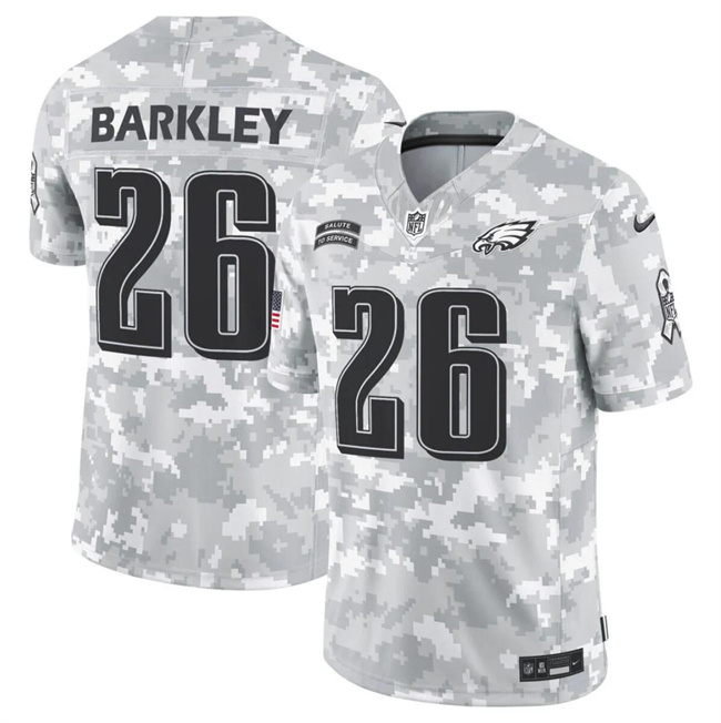 Men's Philadelphia Eagles #26 Saquon Barkley 2024 F.U.S.E Arctic Camo Salute To Service Limited Stitched Football Jersey