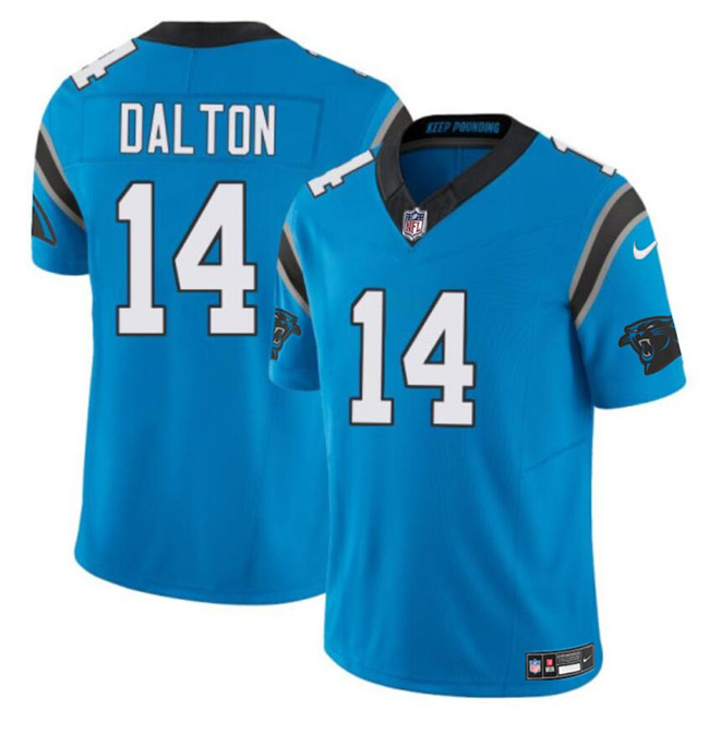 Men's Carolina Panthers #14 Andy Dalton Blue 2024 F.U.S.E. Vapor Limited Stitched Football Jersey