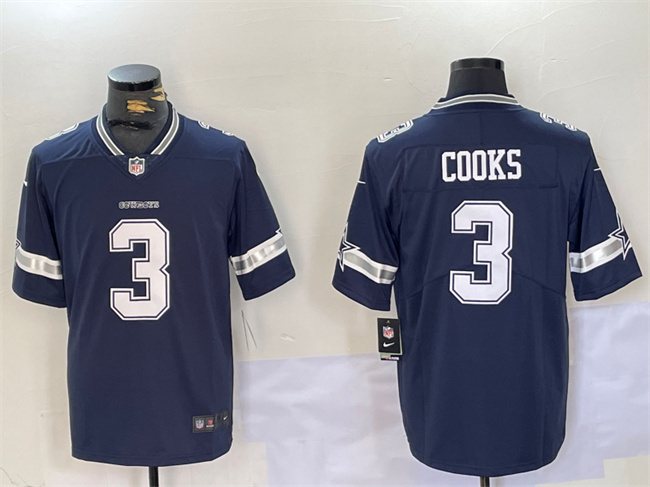 Men's Dallas Cowboys #3 Brandin Cooks Navy Vapor Untouchable Limited Stitched Football Jersey