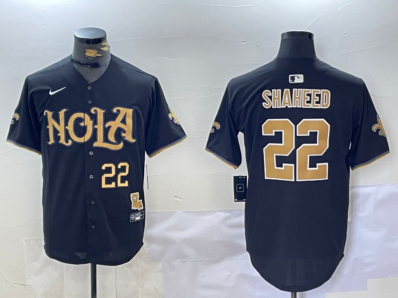 Men's New Orleans Saints #22 Rashid Shaheed Black Cool Base Stitched Baseball Jerses