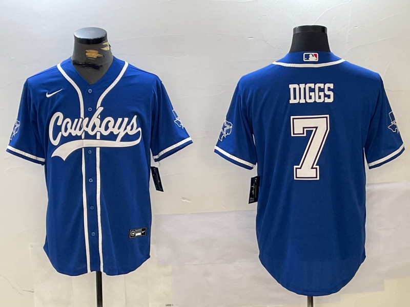 Men's Dallas Cowboys #7 Trevon Diggs Light Blue Cool Base Stitched Baseball Jersey