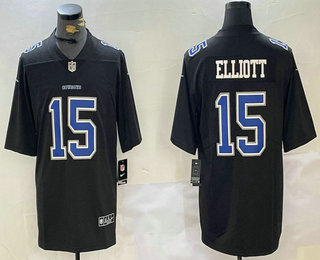 Men's Dallas Cowboys #15 Ezekiel Elliott Black Throwback Vapor Limited Stitched Jersey