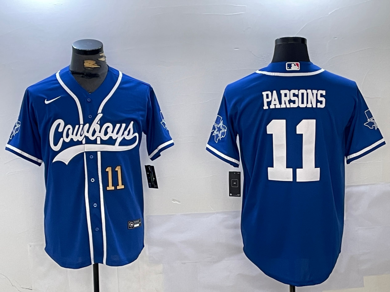 Men's Dallas Cowboys #11 Micah Parsons Light Blue Stitched Cool Base Nike Baseball Jerseys