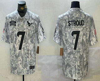 Men's Houston Texans #7 CJ Stroud 2024 FUSE Arctic Camo Salute to Service Limited Stitched Jersey