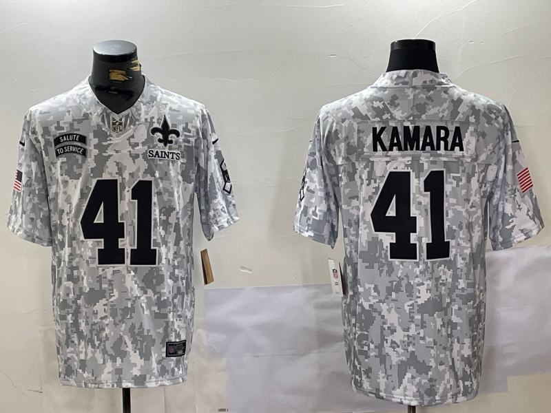 Men's New Orleans Saints #41 Alvin Kamara Arctic Camo 2024 FUSE Salute to Service Limited Stitched Jersey