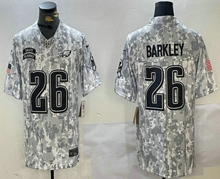 Men's Philadelphia Eagles #26 Saquon Barkley 2024 FUSE Arctic Camo Salute to Service Limited Stitched Jersey