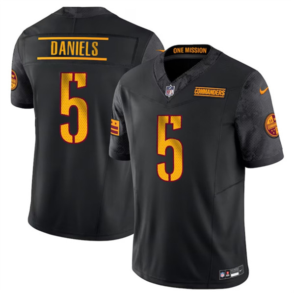 Men's Washington Commanders #5 Jayden Daniels Black 2024 F.U.S.E. Vapor Limited Football Stitched Jersey