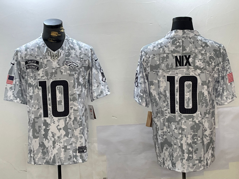 Men's Denver Broncos #10 Bo Nix Arctic Camo 2024 FUSE Salute to Service Limited Stitched Jersey