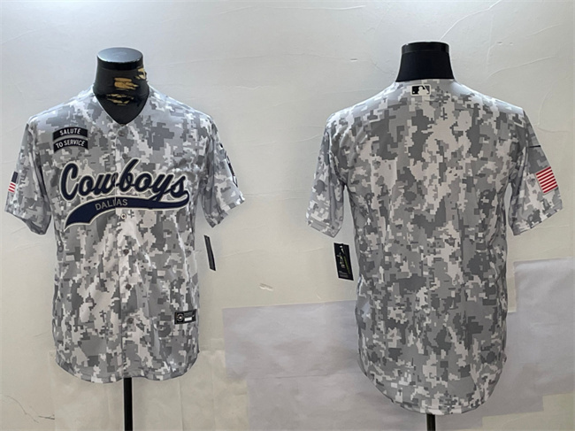 Men's Dallas Cowboys Blank 2024 Arctic Camo Salute To Service Stitched Baseball Jersey