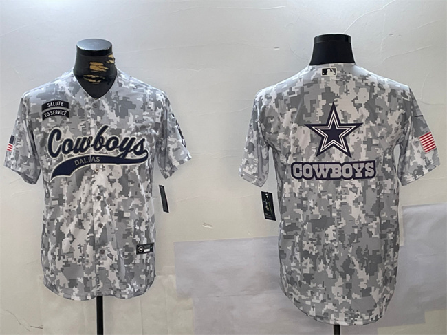 Men's Dallas Cowboys Team Big Logo 2024 Arctic Camo Salute To Service Stitched Baseball Jerseys