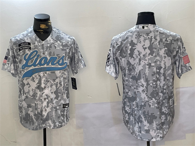 Men's Detroit Lions Blank 2024 Arctic Camo Salute To Service Stitched Baseball Jersey