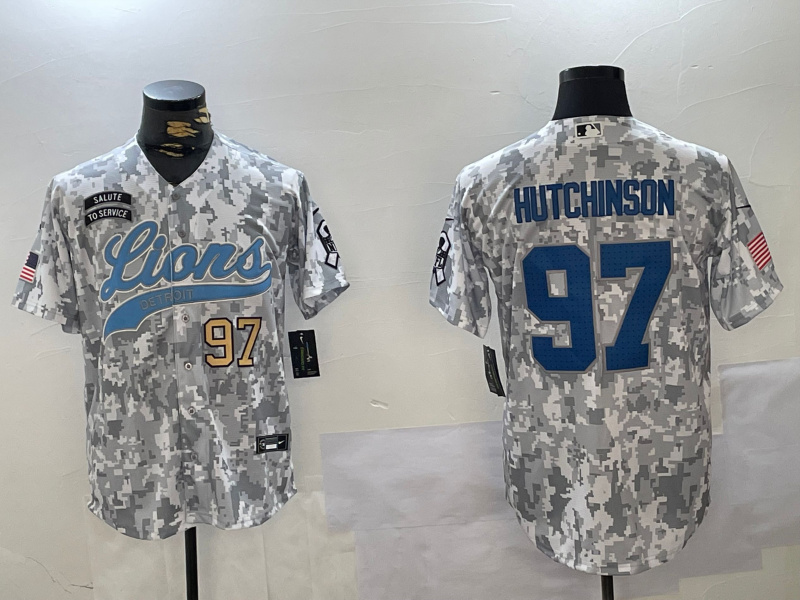 Men's Detroit Lions #97 Aidan Hutchinson 2024 Arctic Camo Salute To Service Stitched Baseball Jerseys