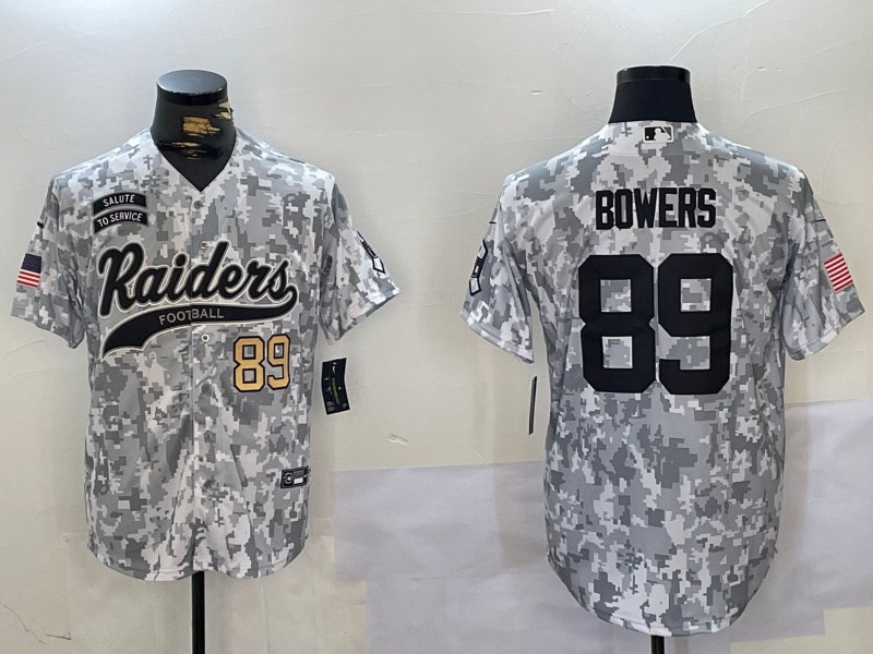 Men's Las Vegas Raiders #89 Brock Bowers 2024 Arctic Camo Salute To Service Stitched Baseball Jerseys