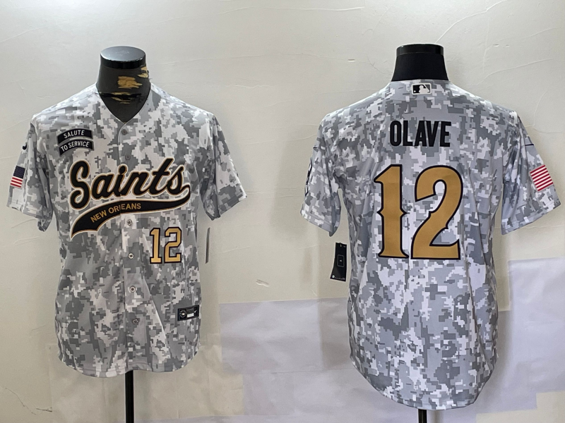 Men's New Orleans Saints #12 Chris Olave Arctic Camo 2024 Salute to Service Stitched Baseball Jerseys