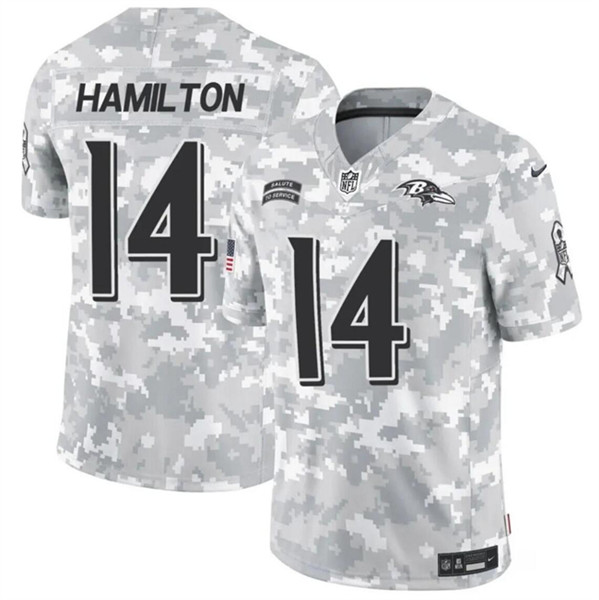 Men's Baltimore Ravens #14 Kyle Hamilton 2024 F.U.S.E. Arctic Camo Salute to Service Limited Football Stitched Jersey