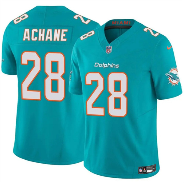 Men's Miami Dolphins #28 De'Von Achane Aqua 2024 F.U.S.E. Vapor Limited Football Stitched Jersey