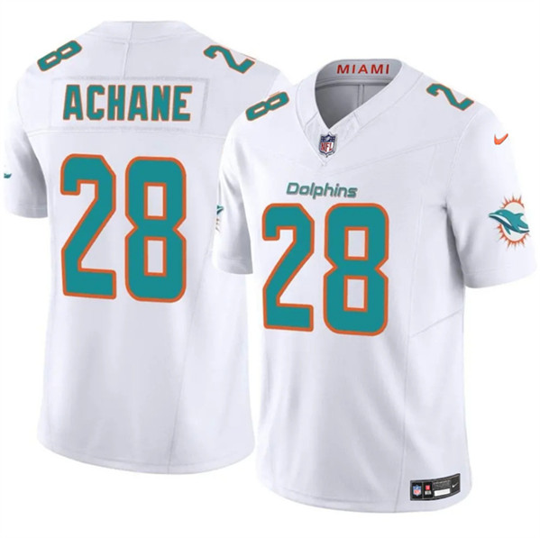 Men's Miami Dolphins #28 De'Von Achane White 2024 F.U.S.E. Vapor Limited Football Stitched Jersey