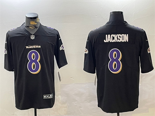 Men's Baltimore Ravens #8 Lamar Jackson Black Vapor Limited Football Jersey