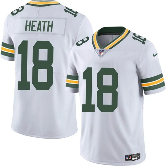 Men's Green Bay Packers #18 Malik Heath White Vapor Untouchable Limited Stitched Jersey