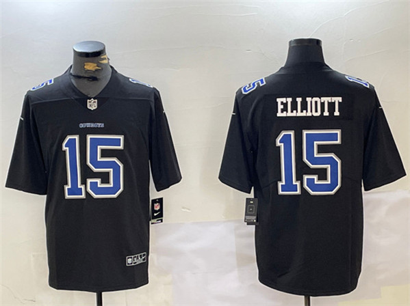 Men's Dallas Cowboys #15 Ezekiel Elliott Black Throwback Vapor Untouchable Limited Stitched Jersey