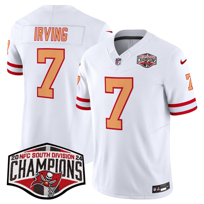 Men's Tampa Bay Buccaneers #7 Bucky Irving White F.U.S.E. 2024 NFC South Champions Limited Stitched Jersey