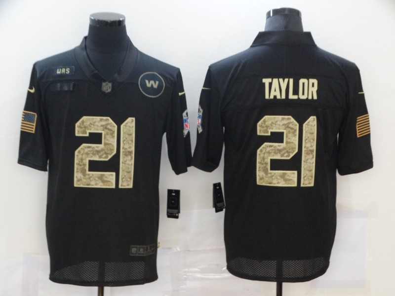 Men's Washington Redskins #21 Sean Taylor Black Camo 2020 Salute To Service Stitched NFL Nike Limited Jersey