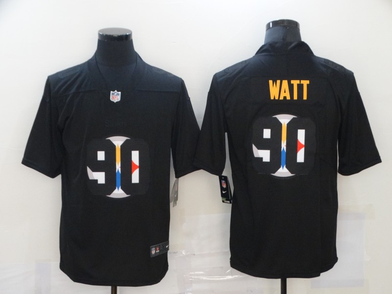 Men's Pittsburgh Steelers #90 T. J. Watt Black 2020 Shadow Logo Vapor Untouchable Stitched NFL Nike Limited Jersey