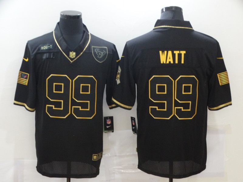 Men's Houston Texans #99 J.J. Watt Black Gold 2020 Salute To Service Stitched NFL Nike Limited Jersey