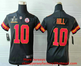 Youth Kansas City Chiefs #10 Tyreek Hill Black 2021 Super Bowl LV Vapor Untouchable Stitched Nike Limited NFL Jersey