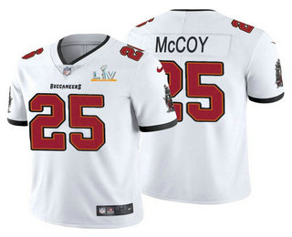 Men's Tampa Bay Buccaneers #25 LeSean McCoy White 2021 Super Bowl LV Limited Stitched NFL Jersey