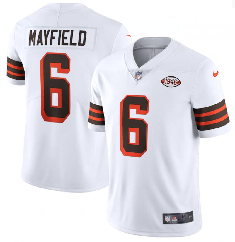 Nike Browns 6 Baker Mayfield White 1946 Collection Alternate Vapor Limited Jersey