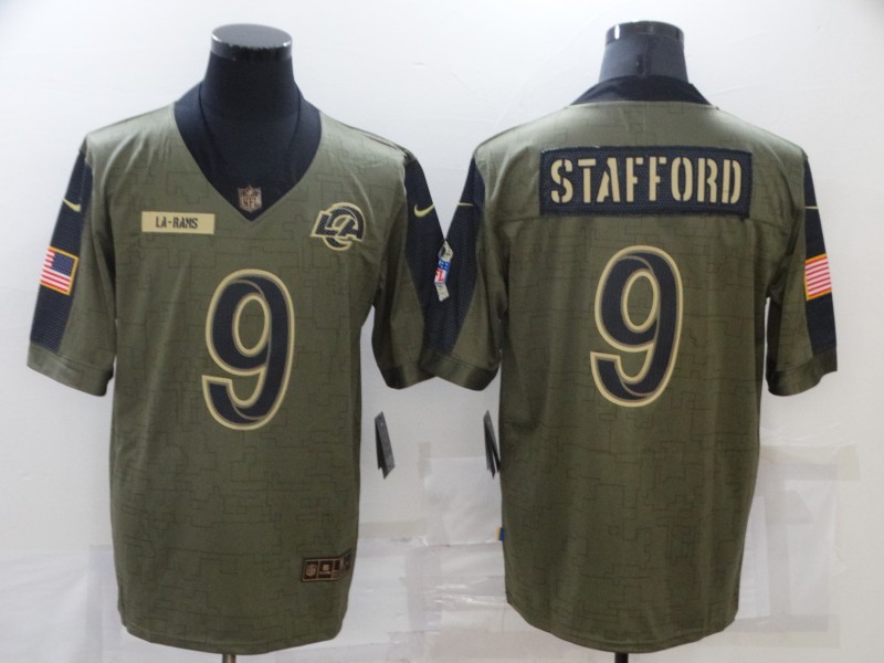 Men's Los Angeles Rams #9 Matthew Stafford Nike Olive 2021 Salute To Service Limited Player Jersey