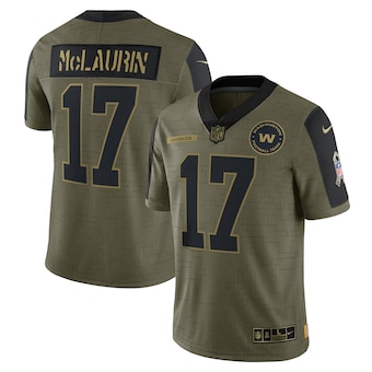 Men's Washington Football Team #17 Terry McLaurin Nike Olive 2021 Salute To Service Limited Player Jersey